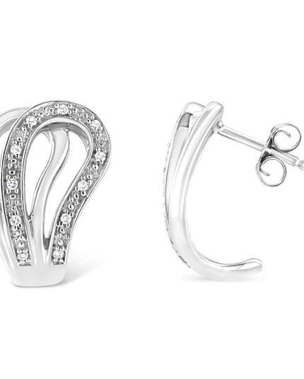 .925 Sterling Silver Pave-Set Diamond Accent Horseshoe Hoop Earring (I-J Color, I1-I2 Clarity)