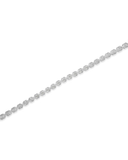 .925 Sterling Silver 1/10 cttw Miracle-Set Round-Cut Diamond "X" Link Tennis Bracelet (I-J color, I2-I3 clarity) - 7.25"