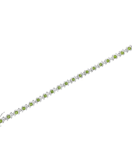 .925 Sterling Silver Lab-Grown Birthstone and 1/6 Cttw Round Diamond Tennis Bracelet (H-I Color, I1-I2 Clarity)