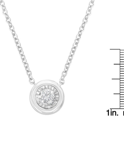 10K White Gold 1/10 Cttw Miracle Set Round-Cut Diamond 18" Pendant Necklace - Choice of Shape