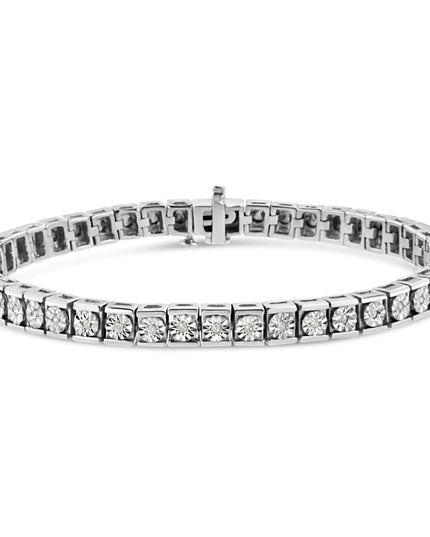 .925 Sterling Silver Miracle Set Diamond Accent Classic Tennis Bracelet (I-J Color, I2-I3 Clarity) - 7.25"