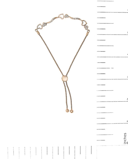 .925 Sterling Silver 1/10 Cttw Diamond Wave and Hearts 4”-10” Adjustable Bolo Bracelet (I-J Color, I3 Clarity)