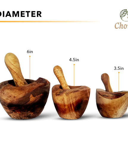 Olive Wood Rustic Mortar and Pestle
