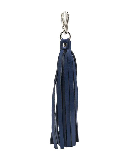 Fringe Power Leather Bag Charm-Sapphire/Silver