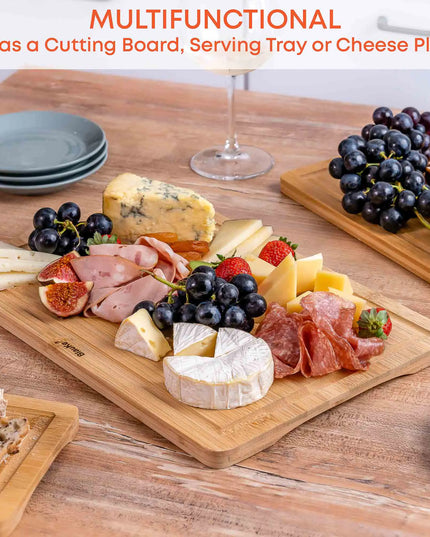 Bamboo Cutting Board 15x10 Inch With Juice Groove And Handles