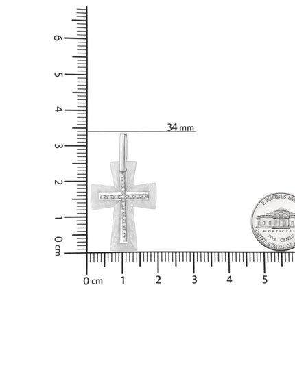 .925 Sterling Silver Prong-Set Diamond Accent Cross 18" Pendant Necklace (I-J Color, I1-I2 Clarity)
