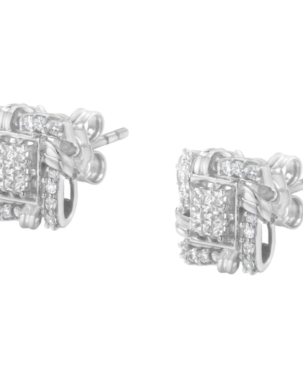 .925 Sterling Silver 1/2 Cttw Round-Cut Diamond Stud Earrings (I-J Color, I1-I2 Clarity)