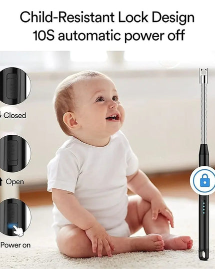 USB Rechargeable Electric Arc BBQ Lighter - Black