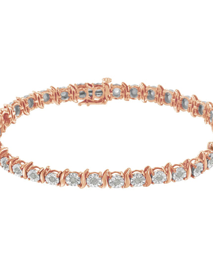 .925 Sterling Silver 1.0 Cttw Diamond S-Curve Link Miracle-Set Tennis Bracelet (I-J Color, I3 Clarity)