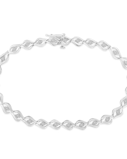 .925 Sterling Silver 1/2 Cttw Rose Cut Diamond Almond Shape Link Tennis Bracelet (I-J Color, I3 Clarity) - 7”