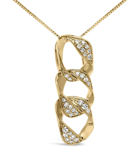 14K Yellow Gold Plated .925 Sterling Silver 1/6 Cttw Diamond Interlocking Triple Asymmetric Circle Hoop 18" Pendant Necklace (H-I Color, I1-I2 Clarity)