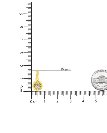 14K Yellow Gold Plated .925 Sterling Silver Brilliant Round Cut Diamond Solitaire Milgrain 18" Pendant Necklace