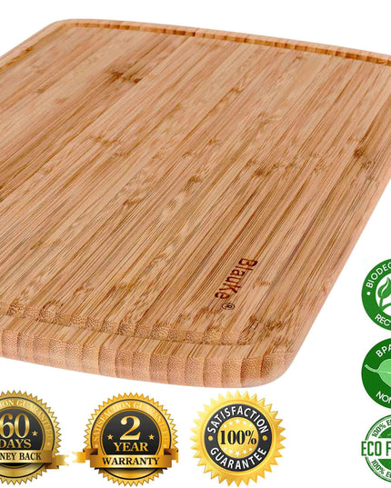 Wood Cutting Board XL 18"x12" Butcher Block With Juice Groove, Serving Tray - Wooden Chopping