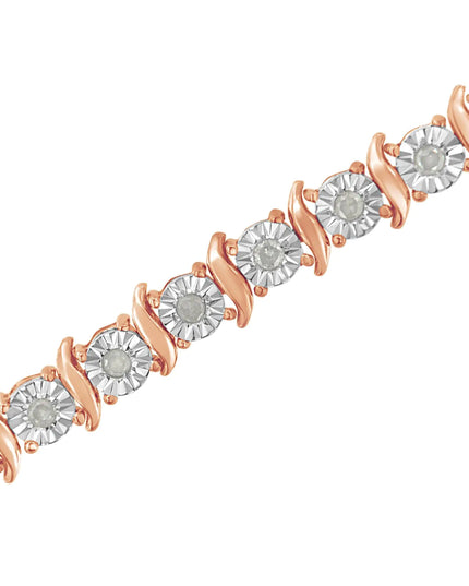 .925 Sterling Silver 1.0 Cttw Diamond S-Curve Link Miracle-Set Tennis Bracelet (I-J Color, I3 Clarity)