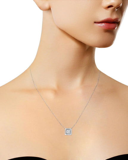 10K White Gold 1/10 Cttw Miracle Set Round-Cut Diamond 18" Pendant Necklace - Choice of Shape