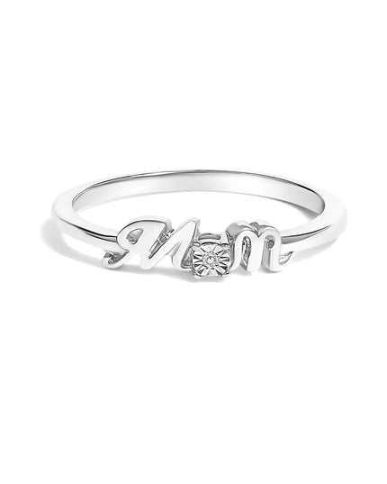 .925 Sterling Silver Diamond Accent "MOM"  Ring (J-K Color, I2-I3 Clarity)