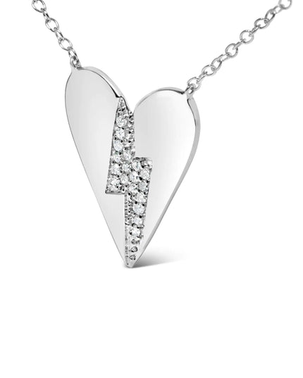 .925 Sterling Silver Diamond Broken Heart Pendant Necklace (H-I Color, I1-I2 Clarity) - 18" Inches