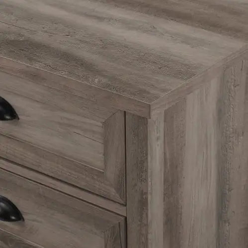 Traditional Farmhouse Framed 3-Drawer Nightstand With Cup Handles - Grey Wash