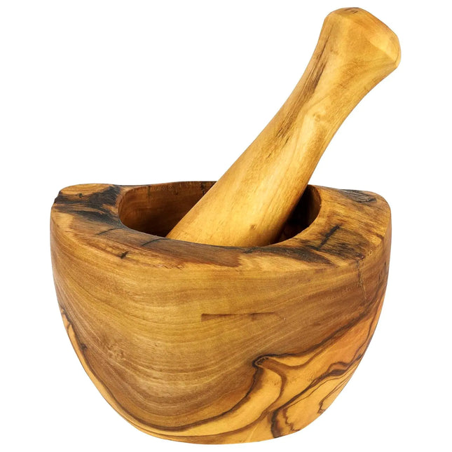 Olive Wood Rustic Mortar and Pestle