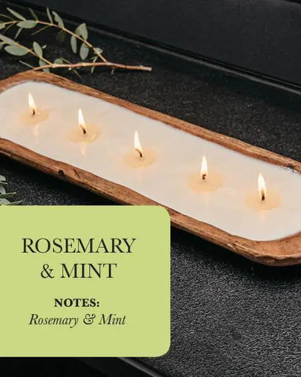 5-Wick Dough Bowl Soy Candle - Rosemary & Mint