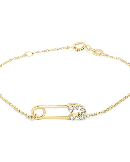 10K Yellow Gold 1/10 Cttw Diamond Paperclip Charm Adjustable Link Bracelet  (J-J Color, I1-I2 Clarity) - 7.25 Inch