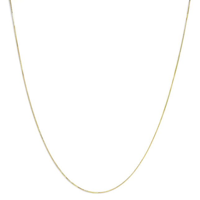 Unisex Solid 14K Gold 0.75mm Classic Box Chain Necklace