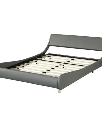 Upholstered Platform Bed Frame, Faux Leather, LED Lighting, Remote Control, APP
