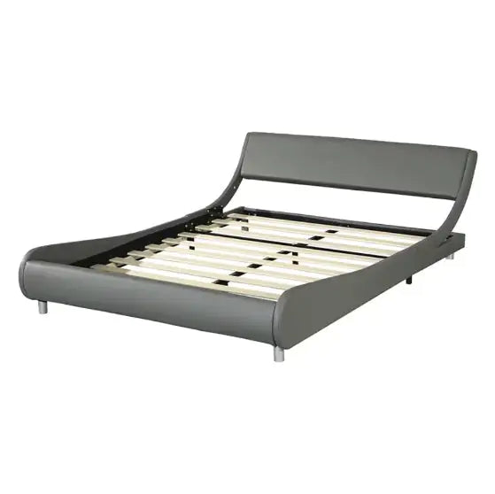 Upholstered Platform Bed Frame, Faux Leather, LED Lighting, Remote Control, APP