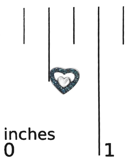 925 Sterling Silver 1/6 Cttw Diamond Open Double Heart Stud Earrings - Choice of Diamond Color
