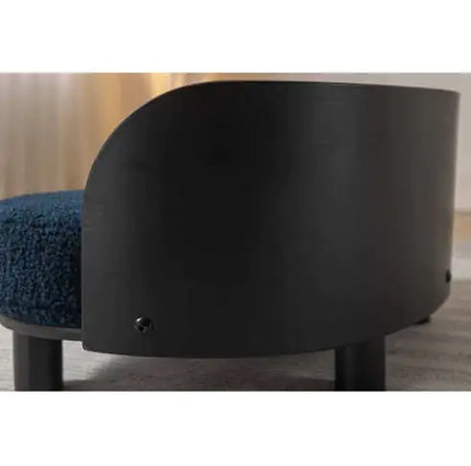 Scandinavian Style Elevated Dog Bed Pet Sofa With Solid Wood Legs And Bent Wood Back, Velvet Cushion, Dark Blue