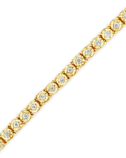 .925 Sterling Silver 1.0 Cttw Miracle-Set Diamond Round Faceted Bezel Tennis Bracelet (I-J Color, I3 Clarity)