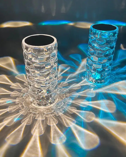 Crystal USB Table Lamp Touch Dimming Night Light Rose Projector Decor