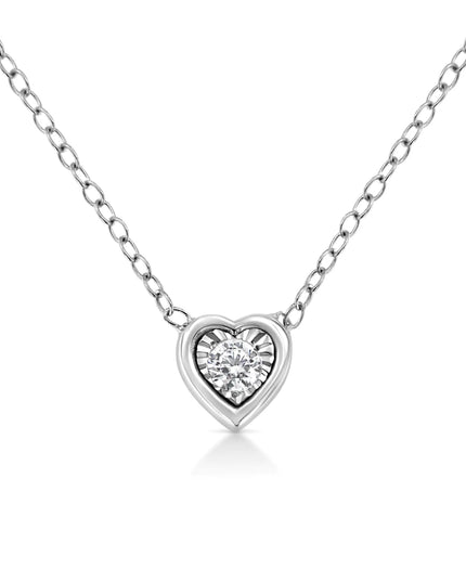 10K White Gold 1/10 Cttw Miracle Set Round-Cut Diamond 18" Pendant Necklace - Choice of Shape
