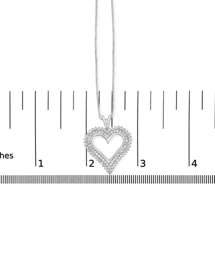 .925 Sterling Silver Diamond Heart 18" Pendant Necklace (I-J Color, I2-I3 Clarity)