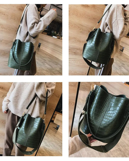 Blake Shoulder Bag -Olive Croc