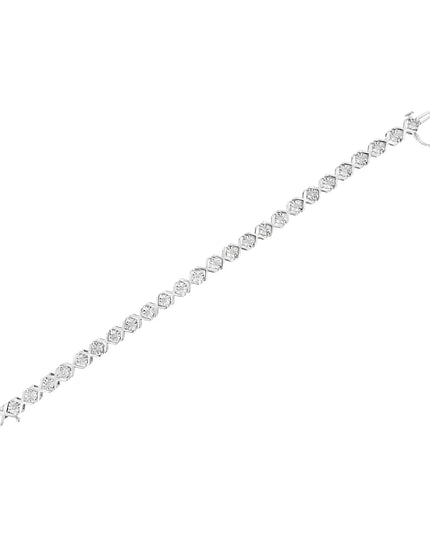 .925 Sterling Silver 1/4 Cttw Miracle Set Diamond "X" Link Bracelet (I-J Color, I3 Clarity) - 7.25"