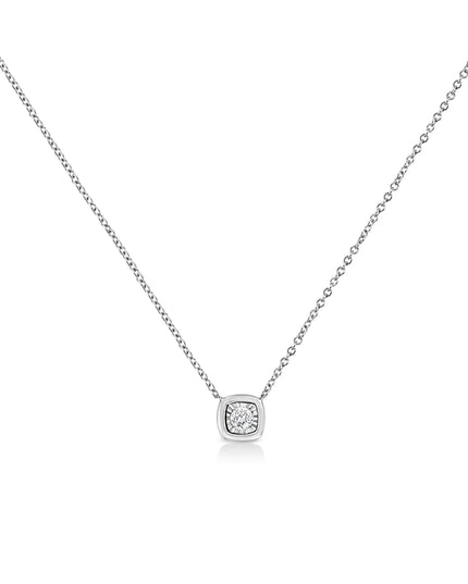 10K White Gold 1/10 Cttw Miracle Set Round-Cut Diamond 18" Pendant Necklace - Choice of Shape