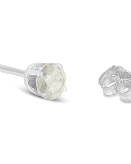 .925 Sterling Silver 4-Prong Round-cut "Salt and Pepper" Diamond Classic Stud Earrings (I-J Color, I3 Clarity)