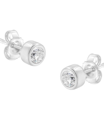 10K Gold 0.30 Cttw Round Brilliant-Cut Near Colorless Diamond Bezel-Set Stud Earrings (H-I Color, I1-I2 Clarity)