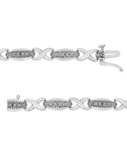 .925 Sterling Silver 1/5 Cttw Round-Cut Diamond "X" Link Bracelet - Size 7.50" (I-J Color, I2-I3 Clarity)