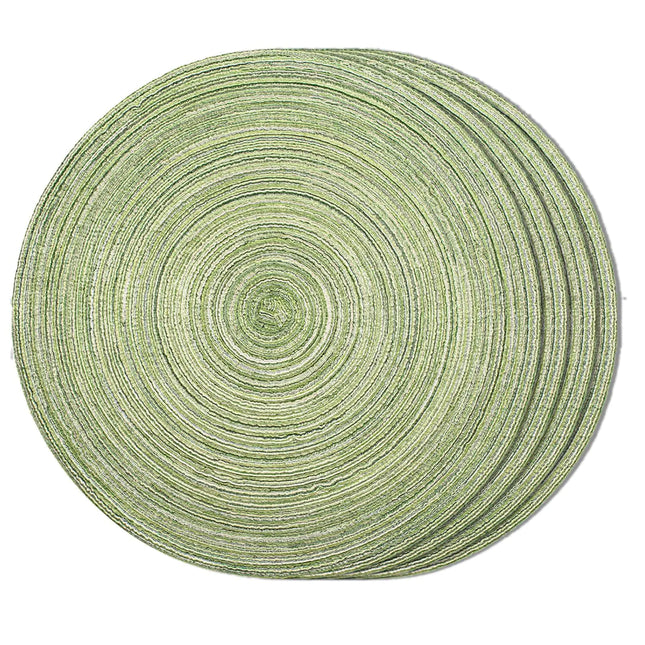 FunWheat Round Braided Placemats Set of 4 Place mats for Dining Tables Woven Heat Resistant Table Mats 15 inch (E Light Green 4pcs)