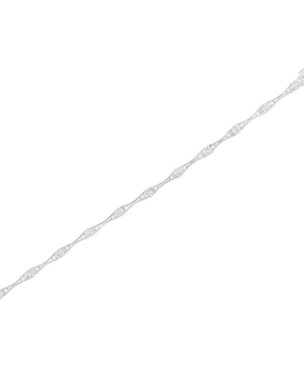 .925 Sterling Silver 1/4 Cttw Diamond Miracle-Set Flared-Bar 7" Link-Style Tennis Bracelet (I-J Color, I3 Clarity)