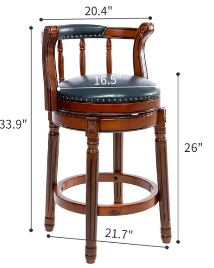 Wooden Swivel Bar Stool - 360° Rotation