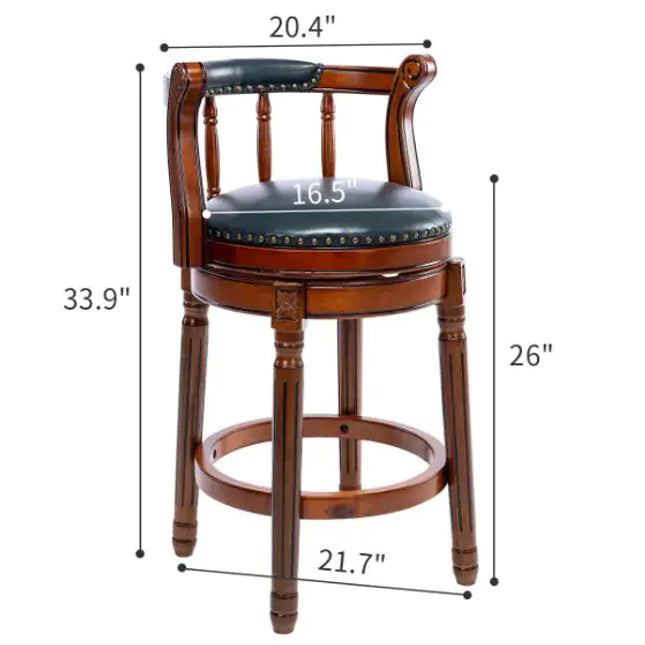 Wooden Swivel Bar Stool - 360° Rotation