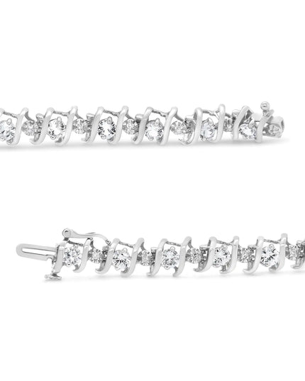 .925 Sterling Silver Lab-Grown Birthstone and 1/6 Cttw Round Diamond Tennis Bracelet (H-I Color, I1-I2 Clarity)