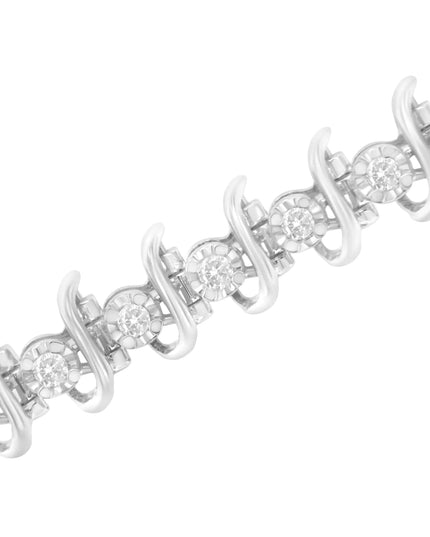 .925 Sterling Silver 1 cttw Prong-Set Diamond Link Bracelet (I-J, I1-I2) - 7.25"