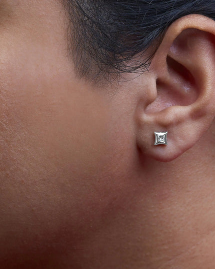10K White Gold 1/3 Cttw Invisible Set Style Princess-Cut Diamond Stud Earrings (H-I Color, SI2-I1 Clarity)