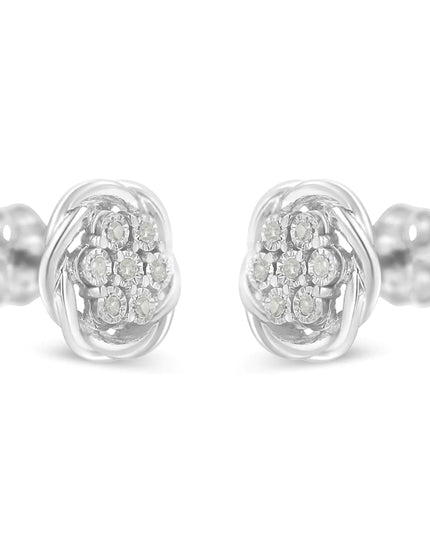 Sterling Silver Diamond Swirl Cluster Stud Earrings (1/6 cttw, I-J Color, I2-I3 Clarity)