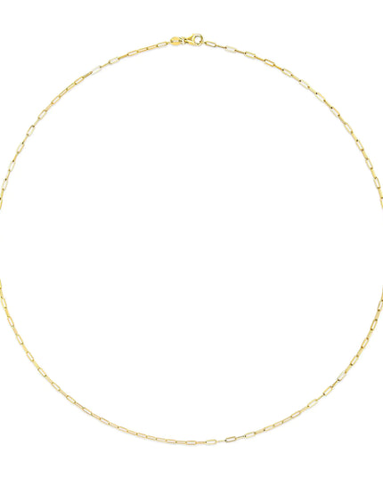 Unisex Solid 14K Gold 1.5mm Paperclip Chain Necklace - Choice of Length and Metal Color