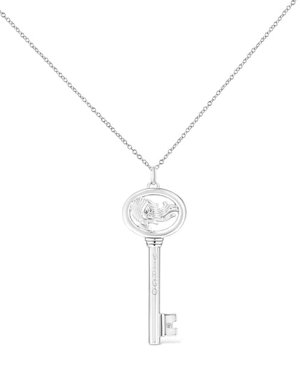 .925 Sterling Silver Diamond Accent Zodiac Key 18" Pendant Necklace (K-L Color, I1-I2 Clarity)